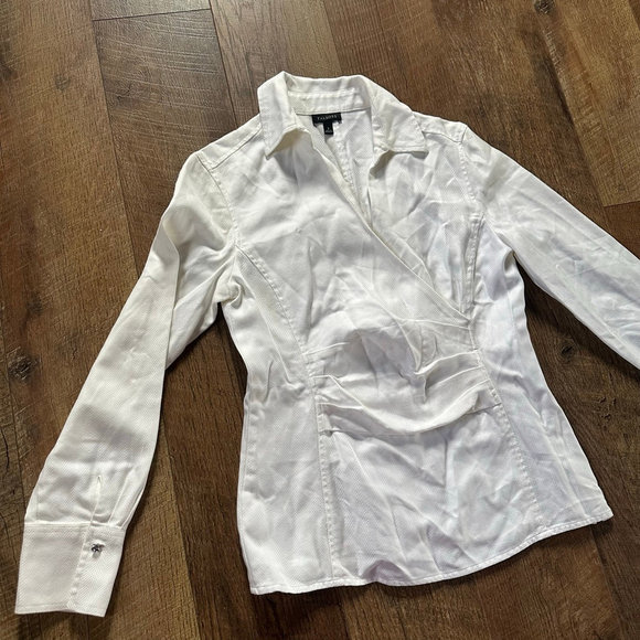 Talbots Tops - Women's Talbots White Herringbone Wrap Blouse Size 2